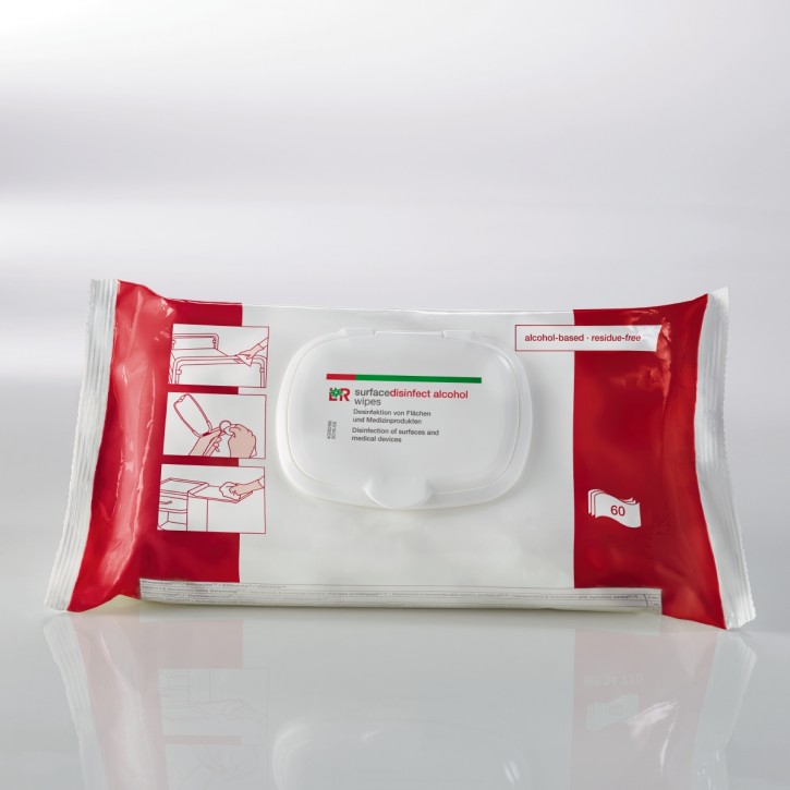 L+R surfacedisinfect alcohol wipes 60 Stück
