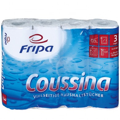 Fripa - Coussina Küchenrollen 3-lagig (8 Pack à 4 x 51 Bl.)